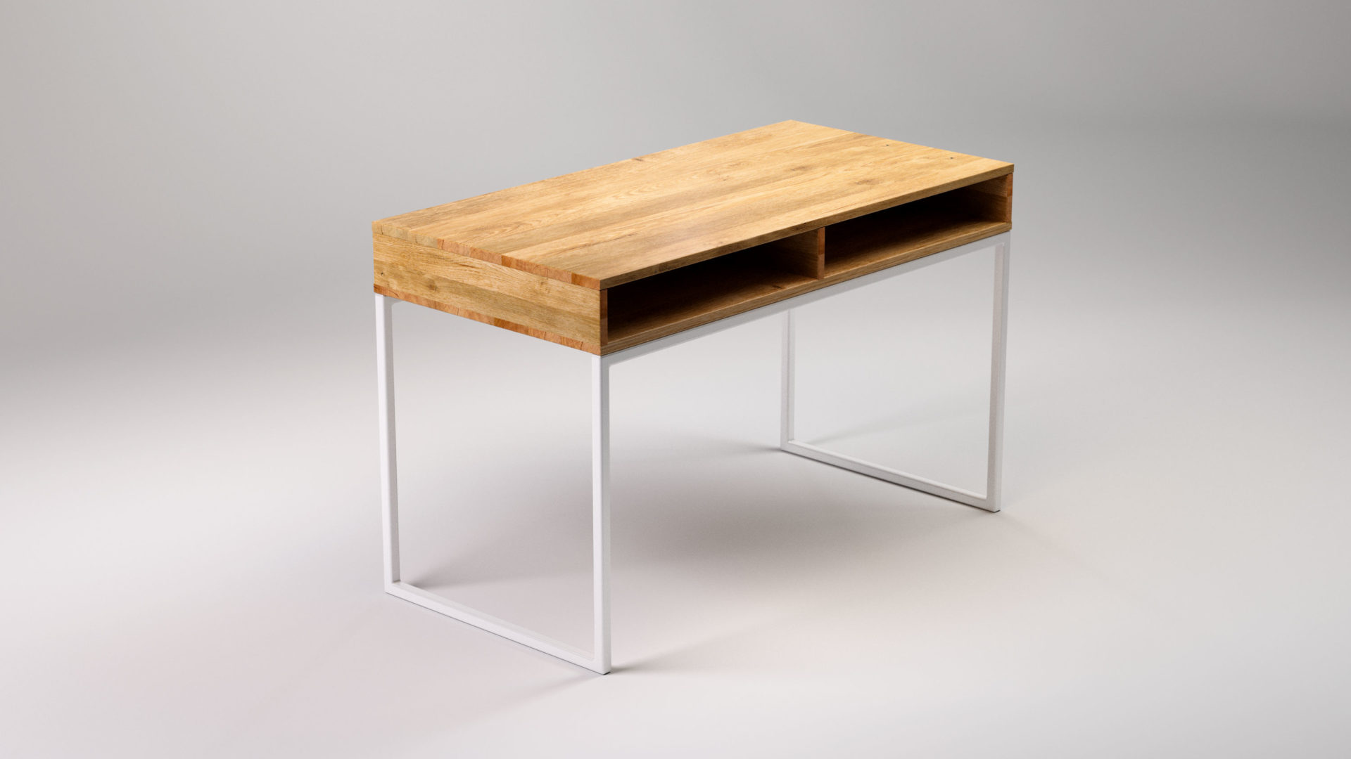 LIGHT SKRIVEN to nowoczesne biurko do biura i domu. Ręcznie wykonane z litego drewna dębowego i stali. Elegancki i minimalistyczny design.