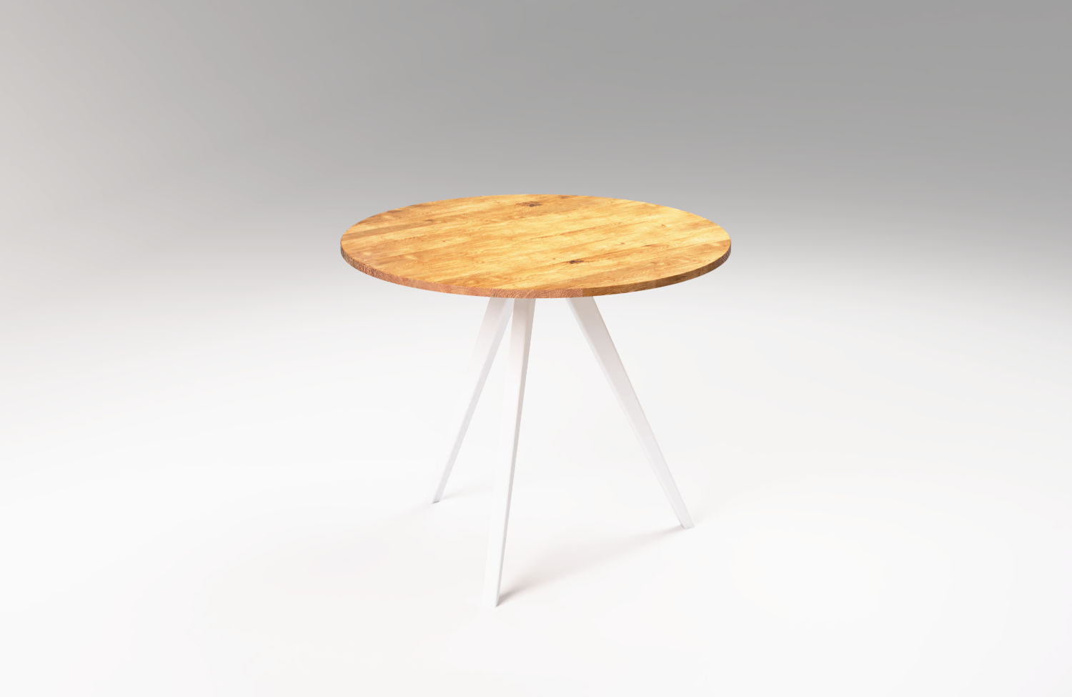 Drewniany stół okrągły MÅNE. Nowoczesne wnętrze w skandynawskim stylu. Stół ręcznie robiony z drewna dębowego.