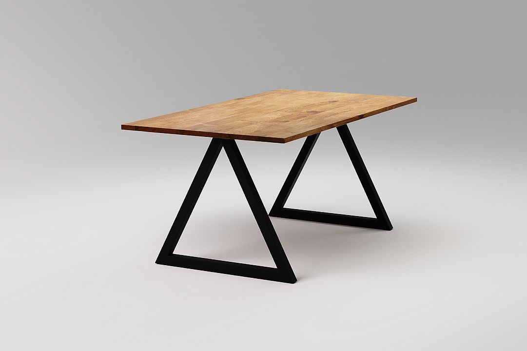 Nowoczesny dębowy stół do jadalni z trójkątną ramą – K2
